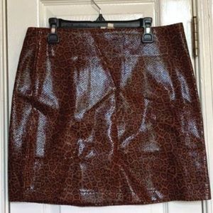 Boutique Leopard Print Leather Mini Skirt